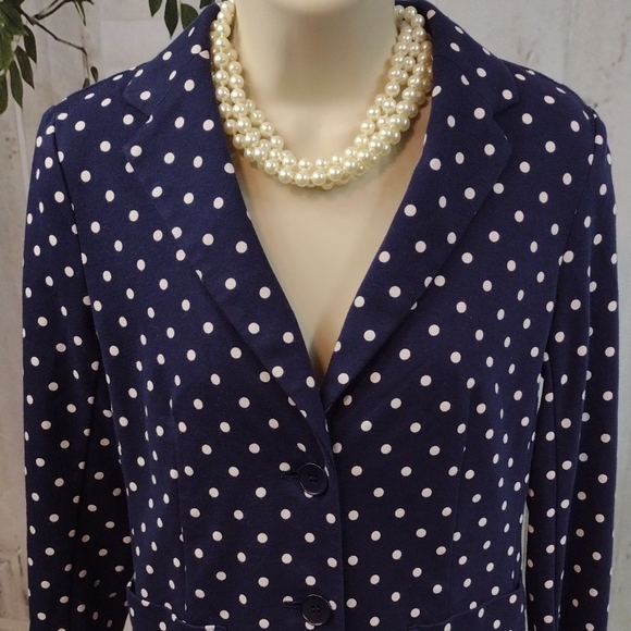 Talbots Navy Polka Dot Blazer Size SP - Picture 3 of 7